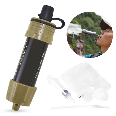 Al aire libre filtro de agua pajilla sistema purificador de agua con 5000 litros capacidad de filtración para acampar Herramienta de supervivencia de emergencia ► Foto 1/6