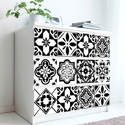 10 unids/set blanco y negro duro azulejos piso pegatinas de pared cocina cuarto de baño decoración de la Mesa de papel Peel & Stick de PVC arte Mural ► Foto 1/6