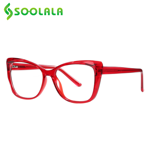 SOOLALA-gafas de lectura con luz azul TR90 para mujer, lentes de mariposa con bisagras con resortes, antirreflejo, para presbicia en ordenador ► Foto 1/6