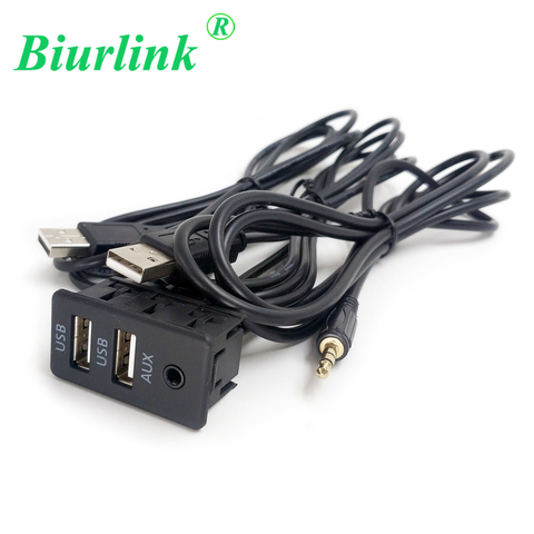 Biurlink coche Universal Dual USB puerto AUX Panel de interfaz Cable de extensión para Volkswagen Toyota BMW Peugeot Mazda Suzuki Honda ► Foto 1/3