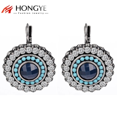 Vintage pendientes de plata para mujer de cristal redonda hecha a mano joyería de moda pendientes de Clip pendientes largos aretes pendientes regalo de Navidad Brincos 2022 ► Foto 1/6