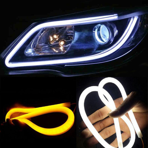 Lámpara de intermitente LED para coche de gel de sílice universal, luz de circulación diurna automática, DRL, estilo de coche, bricolaje, modificación de coche, 12V, 2 uds. ► Foto 1/5