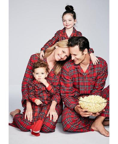 Pijamas familiares de Navidad para adultos y niños, ropa de dormir de manga larga para el hogar, con estampado de cuadros rojos, para año nuevo y Navidad ► Foto 1/6