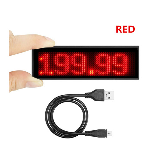 Placa Led de desplazamiento rojo, pantalla de tarjeta de visita recargable con imán, etiqueta de nombre LED recargable programable, 44x11 ► Foto 1/6