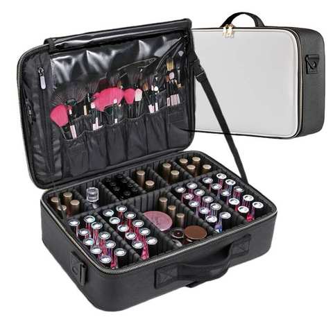 Neceser profesional para mujer, bolsa organizadora de maquillaje, estuche de almacenamiento con cremallera, grande, para aseo personal, Belleza ► Foto 1/6