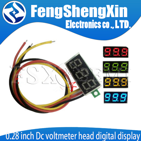 Cabeza de voltímetro de CC de 0,28 pulgadas, pantalla digital ajustable, tres líneas, DC0-100V, voltímetro de batería ► Foto 1/1