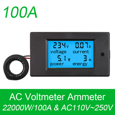 AC 80 V-260 V 100a 4 en 1 Digital display digital voltímetro de corriente digital amperímetro energía multímetro panel tester meter Monitores ► Foto 1/6