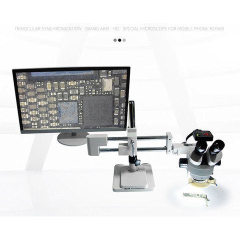 KAISI-microscopio Trinocular con soporte estéreo para reparación de teléfono, microscopio electrónico de inspección con Zoom 7X-45X, PCB ► Foto 1/6