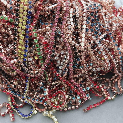 Cadena de copa de diamantes de imitación de mezcla aleatoria ss4-16, adorno de cristal artesanal hecho a mano, bandas de prendas de vestir, accesorios de adorno, nuevos colores ► Foto 1/6