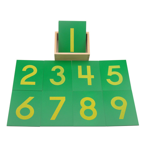 Juguetes matemáticos Montessori, 0-9 papel de lija con números de madera, tablero verde con caja de madera de haya, juguetes para niños, educación preescolar ► Foto 1/6