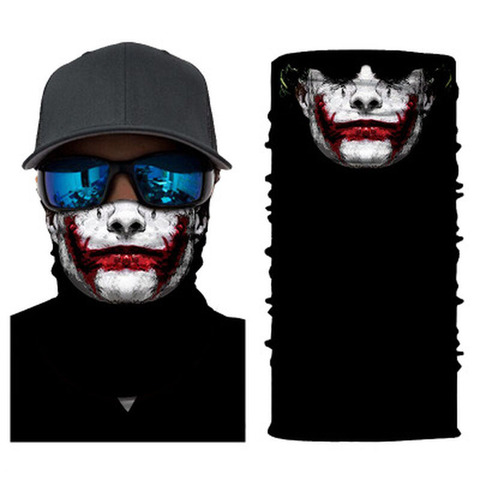 3D sin fisuras bufanda para senderismo magia pañuelo Neck Gaiter cráneo Joker máscara pesca bufanda moto ciclismo bufanda sombreros de noche de brujas ► Foto 1/6