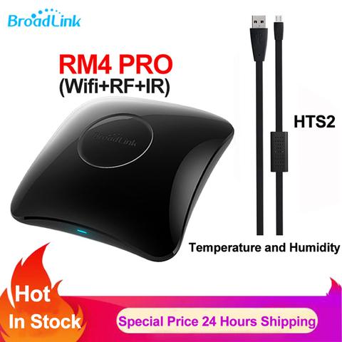 Broadlink-mando a distancia Universal RM4 PRO Smart Wifi en casa RF IR, Sensor de temperatura y humedad HTS2, funciona con Alexa y Google ► Foto 1/6