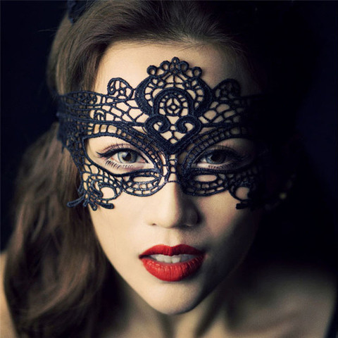 Máscara de moda Sexy de encaje negro, máscara de Hollow, gafas de Reina del club nocturno, lencería sexual femenina, máscaras de ojos recortadas para mascarada ► Foto 1/6