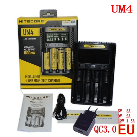 NITECORE-cargador rápido Universal UM2 UM4, Cargador USB inteligente de doble ranura, pantalla LCD, batería de ion de litio IMR 18650 21700 ► Foto 1/6