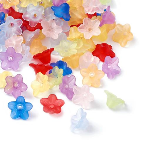 Cuentas acrílicas transparentes para manualidades, abalorios de flores teñidas para DIY, accesorios de joyería, collares, suministros de artesanía de Color mixto, 100 Uds. ► Foto 1/6