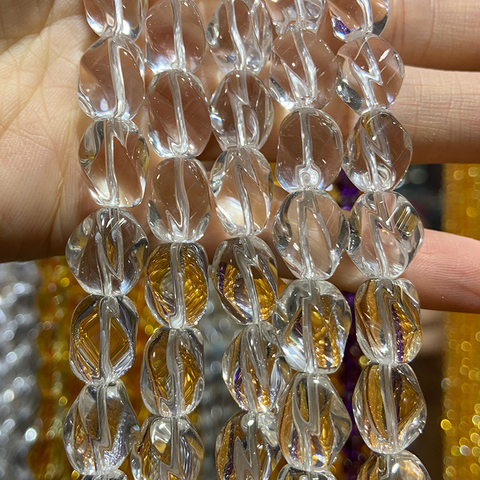 8x12mm naturales, transparentes y blancas cuentas de cuarzo 15 ''Twist Olive DIY cuentas sueltas de cristal para la fabricación de joyas cuentas pulsera collar ► Foto 1/6