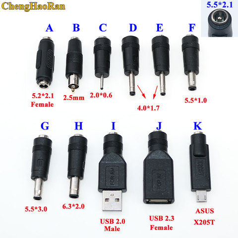 DC jack 5,5X2,1mm hembra a 2,0*0,6*4,0*1,7*5,5*1,0*5,5*3,0*6,3*2,0 de 2,5mm USB 2,0 ASUS X205T hombre adaptador de enchufe de CC ► Foto 1/6