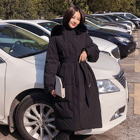 Larga de piel de zorro de invierno con capucha abrigo mujeres 90% blanco chaqueta de plumón de pato grueso cálido chaqueta Parkas ropa femenina 2022 ► Foto 1/6