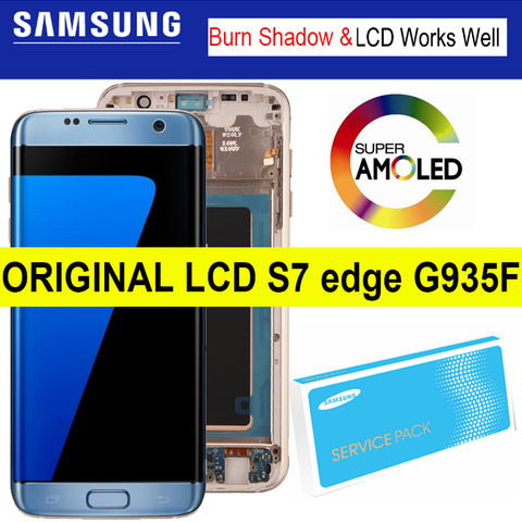 Pantalla LCD de 5.5 pulgadas de sombra de quemaduras con marco para móvil, montaje de digitalizador con pantalla táctil original y resolución de 2560x1440 para SAMSUNG Galaxy S7 edge G935 G935F ► Foto 1/6