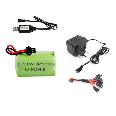 4,8 v 3000mAh batería de NiMH batería recargable de 4,8 v AA Ni-MH batería + cargador de 4,8 v para Rc de coches juguetes barcos tanques Robots parte ► Foto 1/6