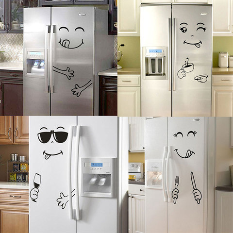 Nuevo 4 estilos cara sonriente pegatina de pared feliz cara deliciosa pegatinas de nevera Yummy para decoración de muebles de comida póster de arte DIY PVC ► Foto 1/6