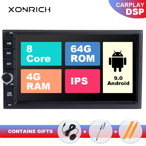IPS DSP 4G RAM 64G 7 pulgadas 2 Din Android 9,0 AutoRadio Qcta Core Universal Multimedia coche sin reproductor de DVD GPS estéreo de Audio de la unidad ► Foto 1/6