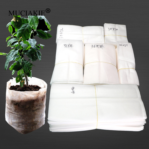 MUCIAKIE 10-50 Uds Biodegradable no tejida bolsas para vivero planta crecer tela de plántulas de ollas ventilar creciente plantar bolsas ► Foto 1/6