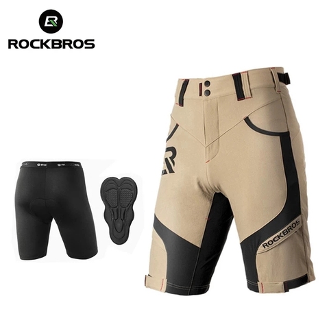 ROCKBROS-pantalones cortos para ciclismo para hombre, Shorts transpirables de secado rápido de doble capa para deportes al aire libre, para verano ► Foto 1/6