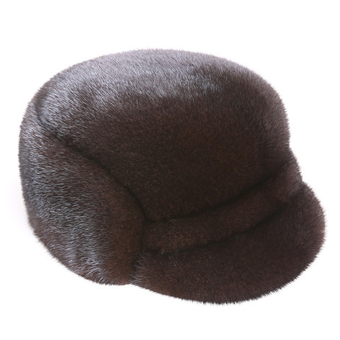 Gorro de piel de visón genuina para hombre, gorro grueso y cálido de invierno, gorros de regalo, orejeras de buena calidad ► Foto 1/4