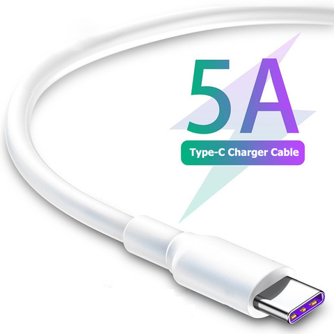 Cable USB tipo C de carga rápida 5A, Cable de carga para teléfono móvil Samsung S20, S9, S8, Xiaomi, Huawei P30 Pro, color blanco ► Foto 1/6