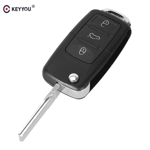 KEYYOU-funda de repuesto para llave de coche, carcasa plegable con tapa remota de 4 botones para VW Volkswagen Golf MK4 Bora Fob, funda con clave sin grabar ► Foto 1/6