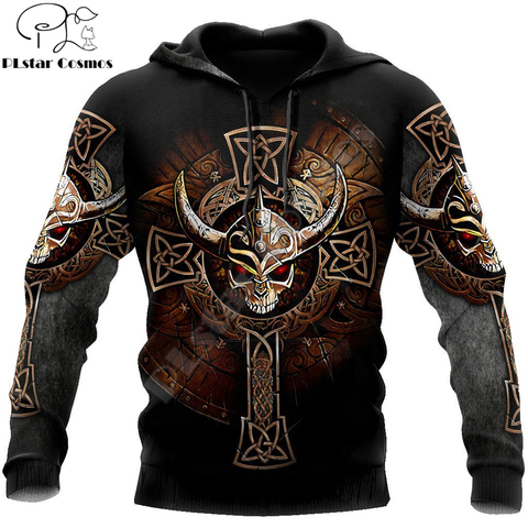 Sudadera con capucha para hombre y mujer, con estampado de calaveras vikingas en 3D, jersey con cremallera, chaqueta informal, chándal, DW0251 ► Foto 1/6