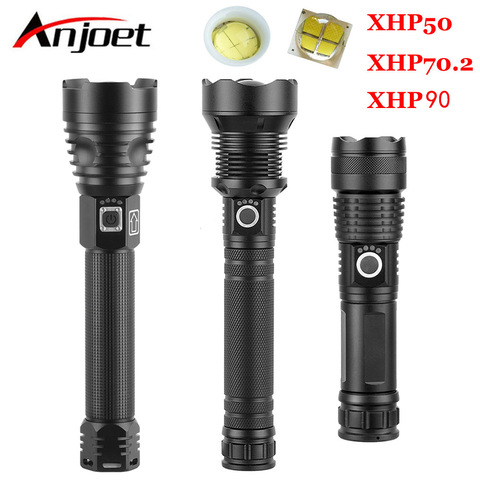 Anjoet-linterna táctica XHP90 con Zoom, potente luz led, batería 26650 o 18650, xhp70.2 ► Foto 1/6