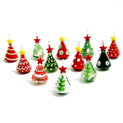 Figuritas de árboles artísticos de Navidad, adornos de cristal hechos a mano, coloridos, de alta calidad, colgante, accesorios para decoración colgante de Navidad ► Foto 1/6