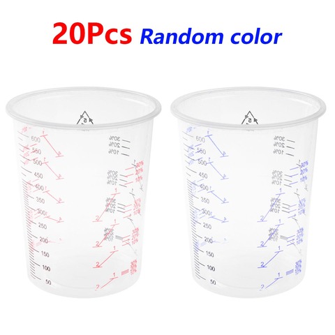 Tazas medidoras de plástico para 20 piezas, Vaso Mezclador de pintura desechable, recipiente de mililitros, tazas para mezclar pintura, resina epoxi ► Foto 1/6