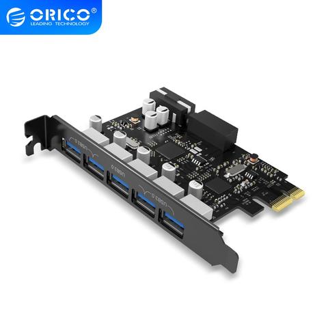 ORICO PVU3-5O2I USB3.0 5-puerto PCI-e tarjeta de expansión con doble Chip de alta velocidad con 20 Pin Slot- negro ► Foto 1/6