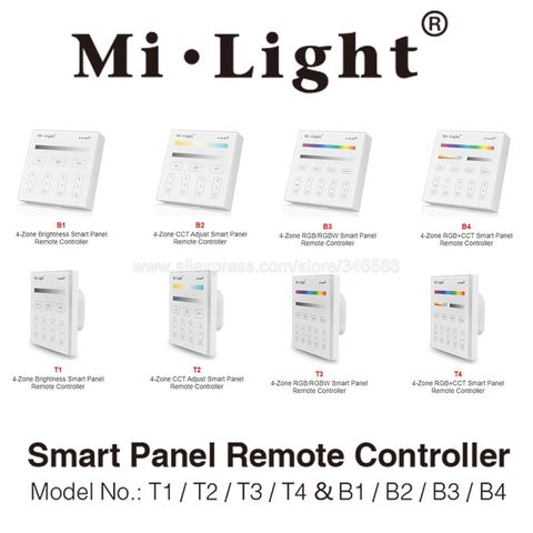 Milight-Panel táctil inteligente, atenuador de 4 zonas/RGB/CCT / RGBW / RGB + CCT 2,4G, control remoto inalámbrico B1 B2 B3 B4 T1 T2 T3 T4 ► Foto 1/2