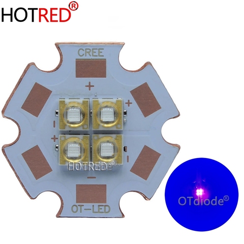 Fuente de Ultravioleta de cobre PCB para bricolaje, 12V, 10W, 12W, luz para lámpara Led 3535, UV, 365nm, 380nm, 395nm, 420nm, 4Chips, 3V, 6V, pieza de 20mm ► Foto 1/6