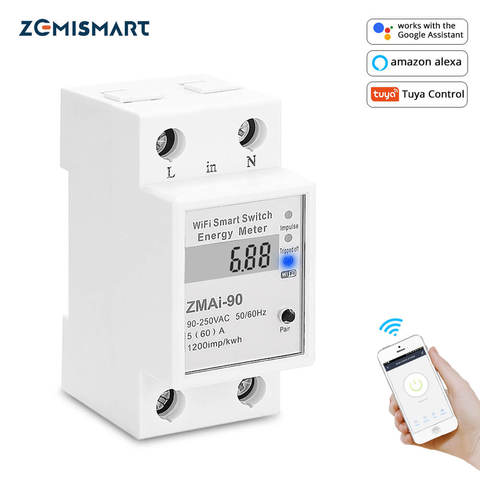 Zemismart-Medidor de energía eléctrica Digital Tuya, relé WiFi, APP Smart Life, Control remoto, temporizador de hogar inteligente ► Foto 1/6