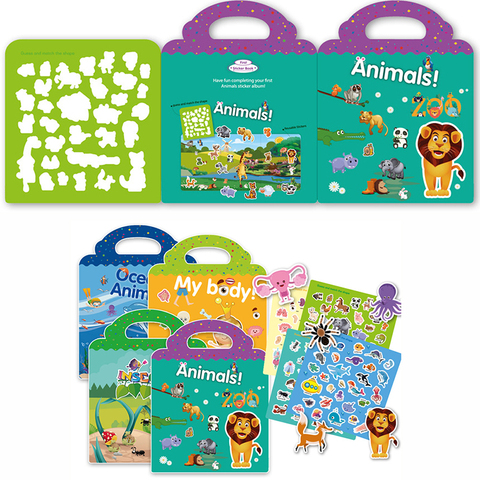 Pegatinas para niños, libros, escenas reutilizables, juego de rompecabezas, pegatinas de dibujos animados, Juguetes Educativos de aprendizaje para niños, regalo ► Foto 1/6