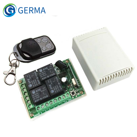 GERMA-Interruptor de Control remoto inalámbrico Universal, 433 Mhz, DC12V, 4CH, módulo receptor por relé + 4 canales RF, transmisor remoto 433 Mhz DIY ► Foto 1/6