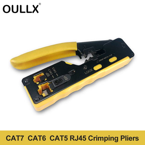 OULLX-Alicates de prensado de mano EZ Cat7 RJ45, herramientas de red, RJ12, Cat5, Cat6, 8P8C, pinza de sujeción, multifunción ► Foto 1/6