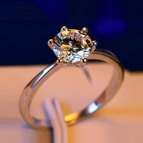90% de descuento, anillo de diamante de laboratorio pequeño de lujo para mujer, anillo de compromiso de Plata de Ley 925 auténtica, anillo de boda solitario para mujer ► Foto 1/6