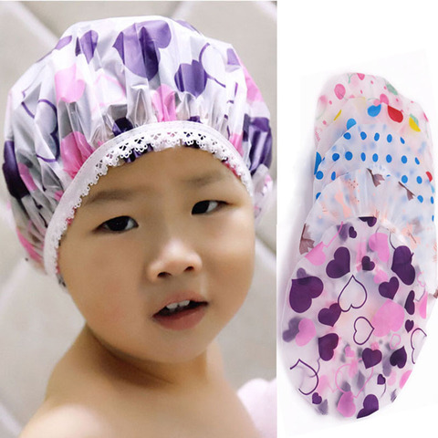 Gorro de baño con dibujos animados para niños, gorro de ducha a prueba de humedad pelo, impermeable, gorro de ducha para el pelo ► Foto 1/5