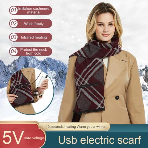 Chal calentado con calefacción móvil para el invierno, bufanda eléctrica portátil para el cuello, alimentada por USB, suave, para interior del coche, hogar, 18x14 8cm ► Foto 1/6