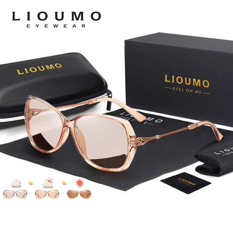 LIOUMO-gafas de sol fotocromáticas con diseño a la moda para mujer, lentes de sol polarizadas de viaje, de gran tamaño, de lujo, para mujer ► Foto 1/6