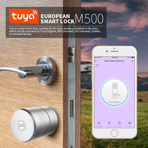 Tuya-cerradura inteligente Zigbee, cilindro de núcleo, bloqueo de puerta de seguridad inteligente, cifrado con llaves, funciona con App Smart Life ► Foto 1/6