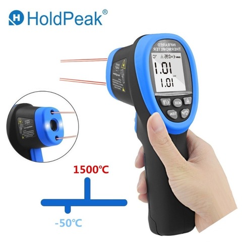 Holdpeak HP-1320 Digital Dual termómetro láser no en contacto con pantalla LCD infrarrojo IR Digital C/F selección Pyrometer ► Foto 1/6