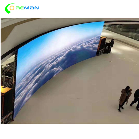 Panel de pantalla led curvo Flexible para interiores, pantalla de vídeo en color para publicidad, p3.91, p4.81 ► Foto 1/6