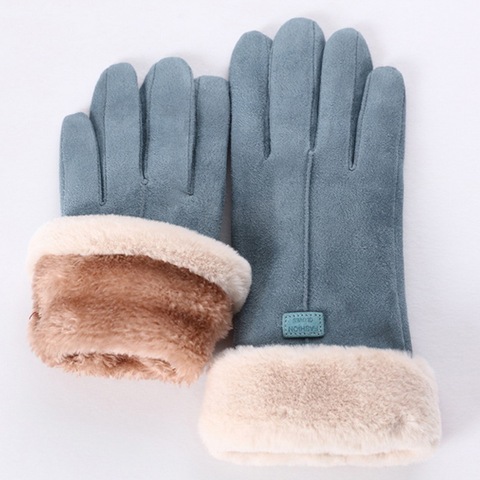 2022 nueva moda de mujeres guantes Otoño Invierno peluche mitones cálidos guantes con dedos completos al aire libre de las mujeres al aire libre deporte guantes de mujer de la pantalla ► Foto 1/6